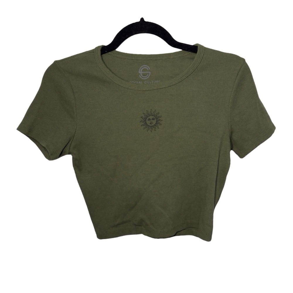 Social Culture Olive Green Crop Top sun size L 100% cotton